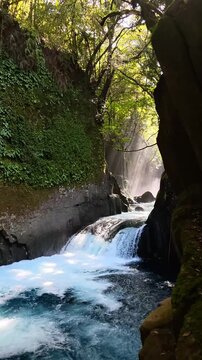 夏の菊池渓谷　逢ぞめの滝