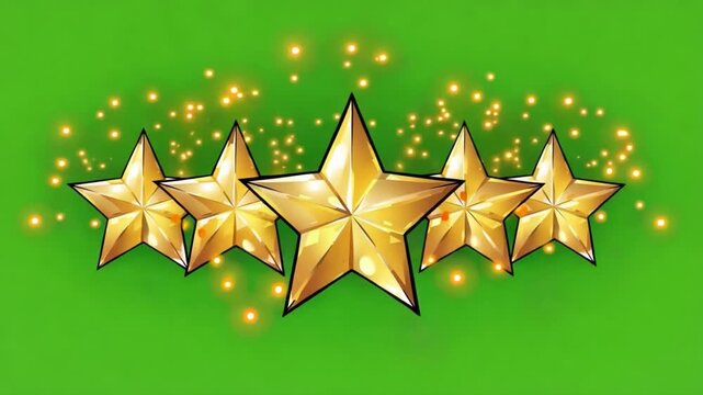 Golden Stars Forming Award Achievement with Sparkle Effects during Golden Hour Lighting