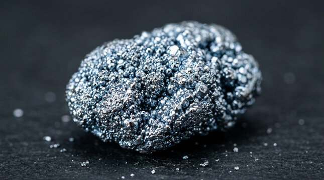 Pure ruthenium crystallized metal beads with brilliant bluish white platinum luster