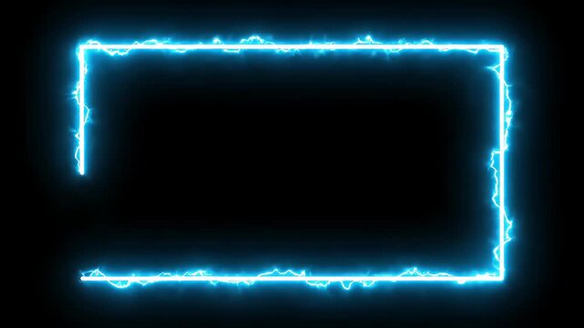 Blue electric energy line glowing on black background.