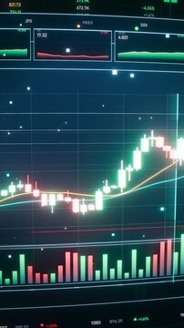 Vertical video: Rising candlestick chart showing price surge then drop on trading UI with MA volume
