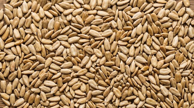 High angle full frame view of many peeled raw sunflower seeds