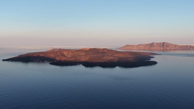 Volcanic island of Nea Kameni in Santorini Greece