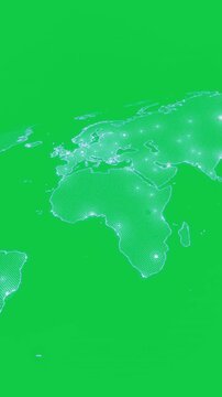 Vertical video: Zooming out starting node, map pulsing teal dots showing data on transparent bg