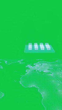 Vertical video: Map appearing cubes rising on cyan, zooming cam nodes pulsing, showing net