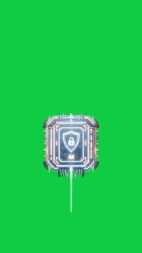 Vertical video: Blue dot starting beam node forming UI globe rising security transparent background