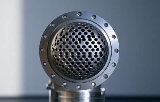 Circular ion thruster nozzle mounted on a vacuum chamber flange