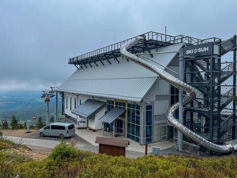 Swieradow-Zdroj, Poland, May 15, 2026: Gondola lift to Izerski Stog (1,060 m a.s.l.) in the Jizera Mountains, Poland