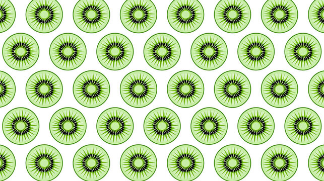 Isolated kiwi fruit slices pattern combined with mathematical notation for Normal distribution