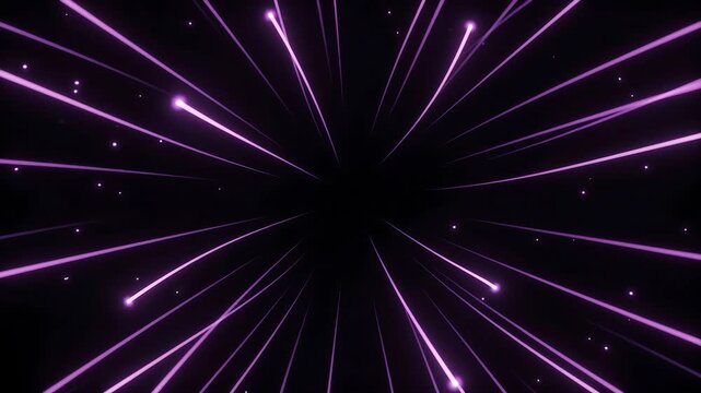 Abstract purple light trails exploding outward on dark background