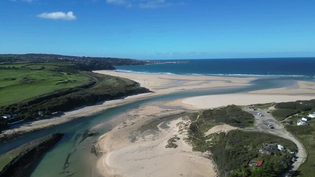 Hayle, Cornwall, England: DRONE VIEWS: 1. River Hayle & Copperhouse Pool; 2. Porthkidney beach & Sea; 3. Hayle beach; 4. St Ives. St Ives is home to the Tate St Ives gallery & an artists community.