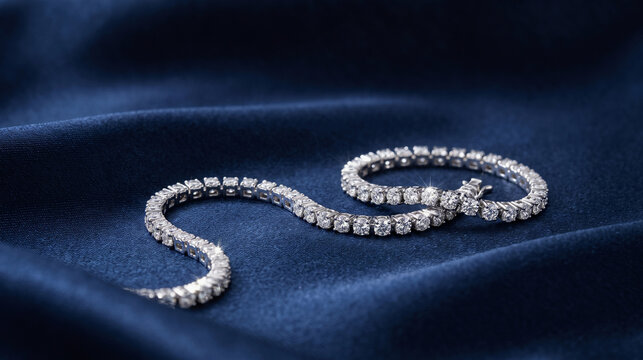 Diamond Tennis Bracelet on a Satin Ribbon Curve