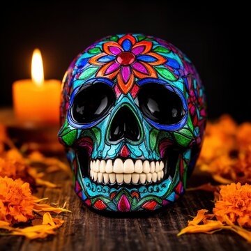 calavera mexicana, calavera decorativa, calavera de az&uacute;car, D&iacute;a de Muertos, arte mexicano, cultura mexicana, tradici&oacute;n mexicana, calavera colorida, calavera de colores, decoraci&oacute;n mexicana, flores de 