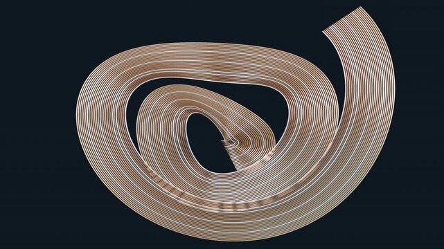 Golden ribbon lines curl into an animated spiral