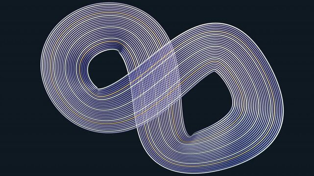 Glowing ribbon lines form an animated infinity shape