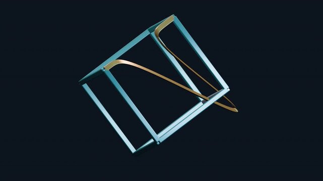 A rotating geometric cube reveals a perspective illusion