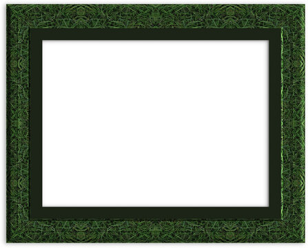 Rectangular frame featuring natural grass texture and subtle shadow on a transparent background