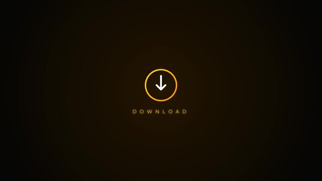 Minimalist golden download button animation with arrow and loading ring indicator.