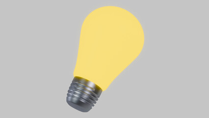 Minimalist glowing light bulb 3d render representing idea, creativity and innovation over neutral background © Fabricio