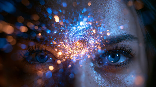Cosmic Consciousness and Third Eye Concept on Woman Face
