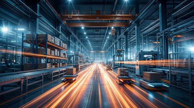 Automated Guided Vehicles Moving Cargo in Smart Warehouse