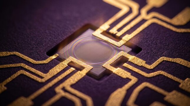 Microscopic gold electrodes and silicon nitride membrane resonator on patterned ceramic substrate harvesting nanoscale thermal gradients.