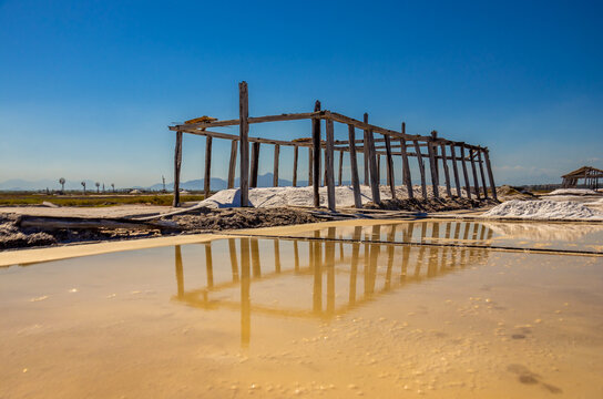 Salt pans (salt extraction), in the Lake Region (Regi&atilde;o dos Lagos), Rio de Janeiro - Brazil.