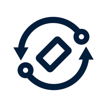 Circular Arrows Around Rectangular Object Icon.