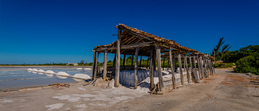Salt pans (salt extraction), in the Lake Region (Regi&atilde;o dos Lagos), Rio de Janeiro - Brazil.