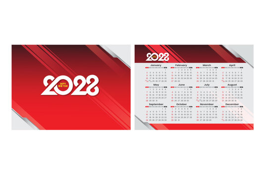 2028 Red Corporate Calendar Template Design with Annual Monthly Grid