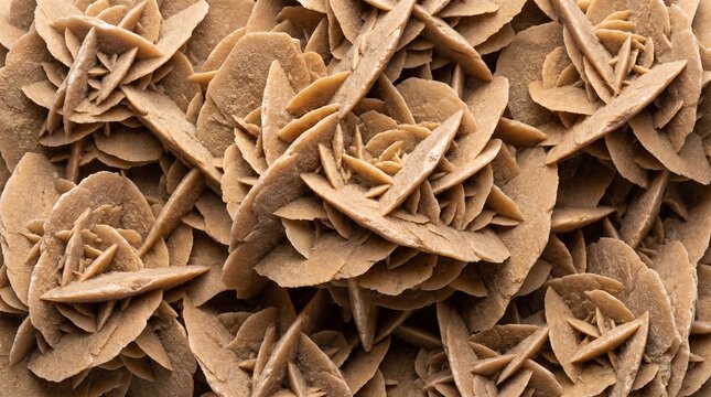 Close Up Texture of Desert Rose Gypsum Mineral Crystals Petal Like Sand Formations