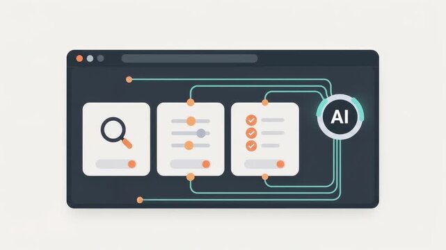 Animation of an AI agent tool discovery interface on a browser window.
