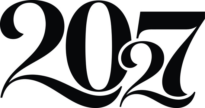 Bold typography of the year 2027 in a decorative elegant serif font style