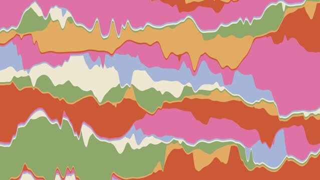 Abstract Retro Colorful Wavy Layered Background with Groovy Organic Shapes and Paper Cut Effect