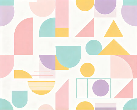 Modern abstract geometric seamless pattern in pastel Scandinavian style