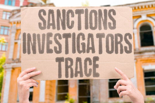 "Sanctions investigators trace" Analysts follow illicit funding through shell firms. SANCTIONS. INVESTIGATORS. TRACE. FUNDING. NETWORKS.