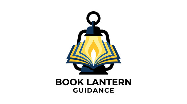 Book Lantern Logo Design - Education and Wisdom Concept