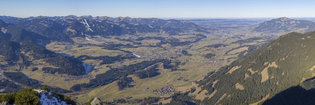 Panorama from the Rubihorn, 1957m, into the Illertal, Allg&auml;u, Bavaria, Germany