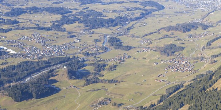 Panorama from the Rubihorn, 1957m, into the Illertal, Allg&auml;u, Bavaria, Germany