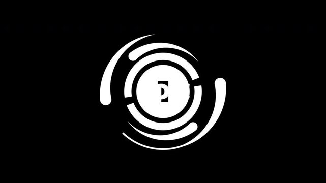 Abstract circular motion symbol with concentric rotating curved arcs on black background