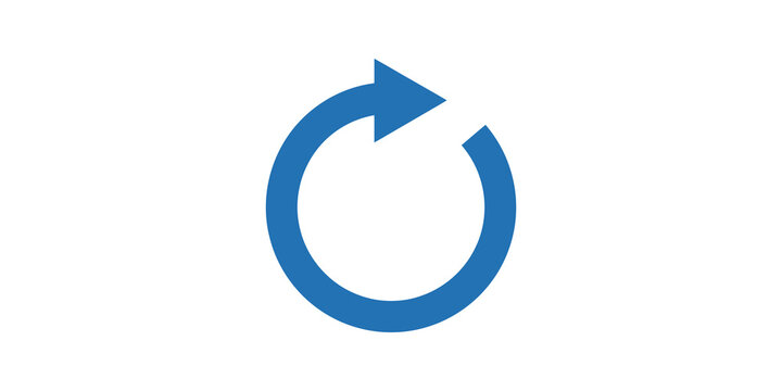 Blue circular arrow indicating refresh or reload action on transparent background.