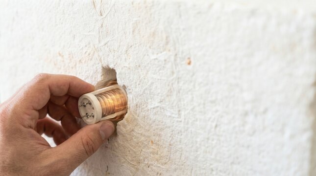 Individual's hand installing an industrial heating element as part of electrification process replacing fossil-fuel technology