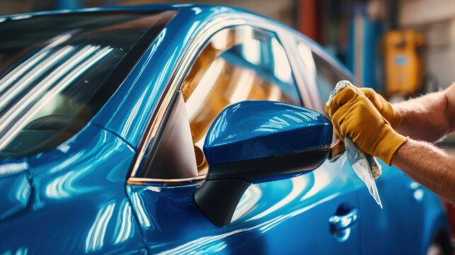 Artisan trimming and weeding adhesive vinyl graphics for custom vehicle wraps, decals and automotive signage.