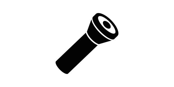Black flashlight icon for light and camping.