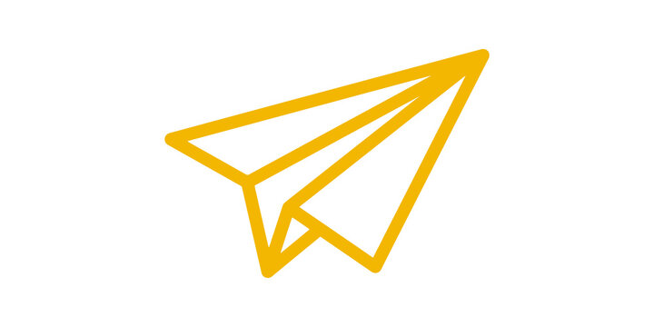 Orange paper airplane icon for sending messages or travel.