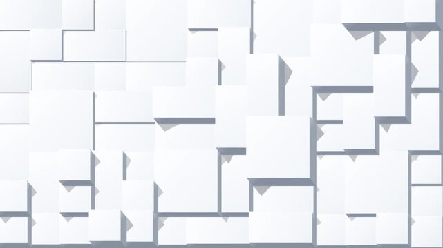 Abstract background with white 3d cubes and rectangles of different sizes, creating a modern geometric pattern with soft shadows and depth