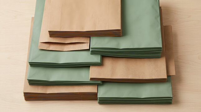 Blank compostable mailer bags flat lay