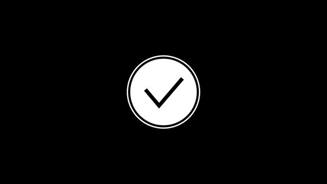 Minimalist animated checkmark inside a circular border, smooth motion for user interface task completion symbol, digital approval sign, ui ux asset