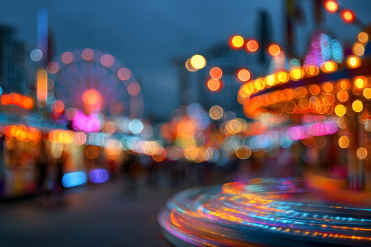 Blurred lights of carnival at night