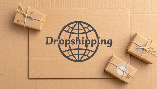 Global dropshipping with globe and twine-wrapped parcels